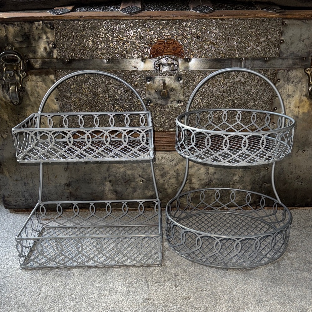 Elegant Silver Metal Tiered Stands